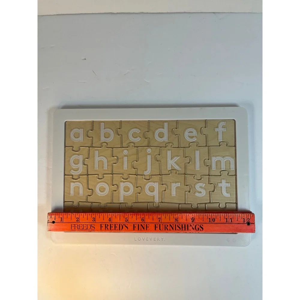 Lovevery Wooden Alphabet Puzzle Clear Acrylic Pieces and Animal Illustrations